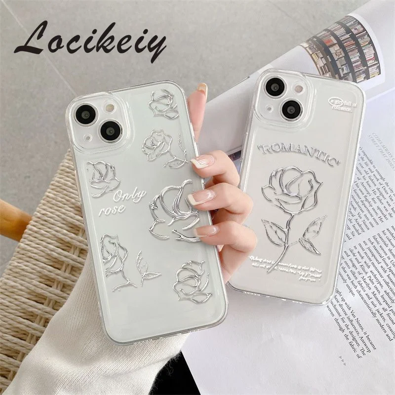 

Locikeiy For iPhone14promax mobile phone case rose high -level sensory transparent space shell iPhone13 12 11 Pro Max XS X
