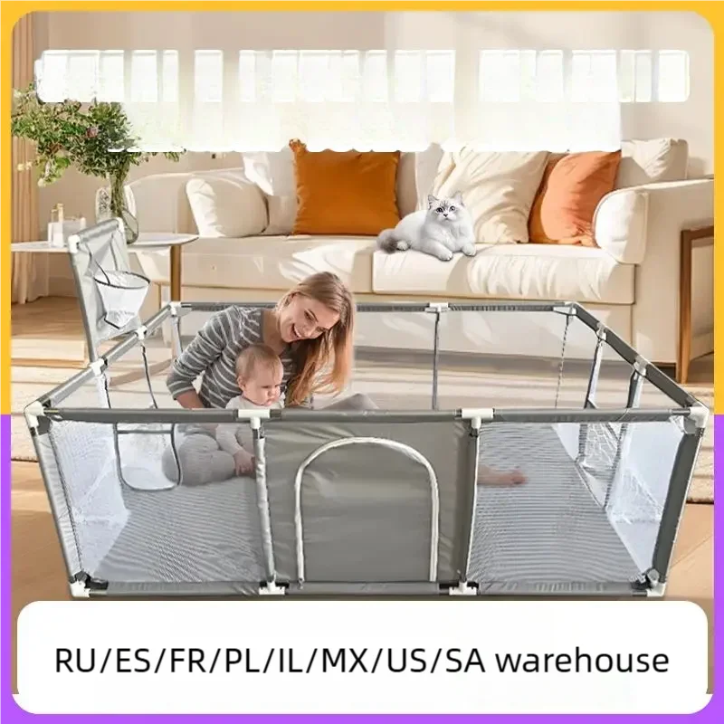 IMBABY Baby Playground Light Gray Baby Playpen Safety Activity Fence Large Babies Games Park Ball Pool Playpen for Children