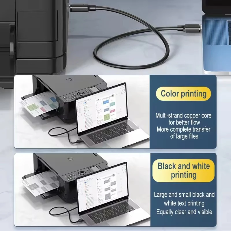High-Speed USB to USB B 2.0 Printer and Scanner Cable