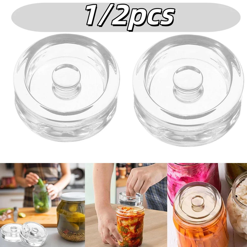 1/2pcs Fermented Glass Weights Wide Mouth Jars Lids Kitchen Gadgets Sealed Storage Container Lids Cheese Fermentation