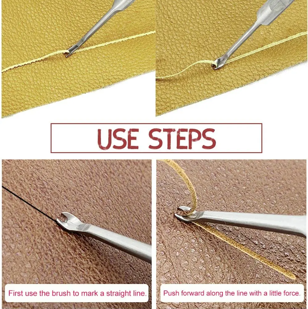 KRABALL Leather Craft Tools Leather Edge Beveler Cutting Knife Skiving Knife U V Shaped Stitching Groover Tools