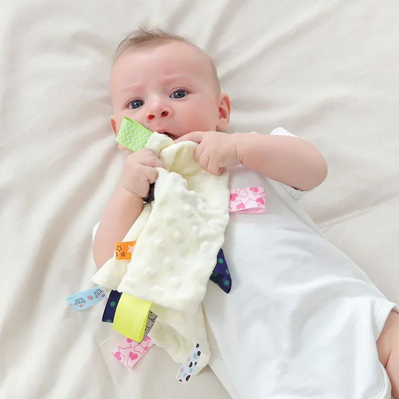 Baby Towel Baby Appease Towel Colorful Security Tags Blanket Soothing Sensory Soft Comforter Newborn Toddlers Handkerchief Baby Towel Baby Comforter Blanket
