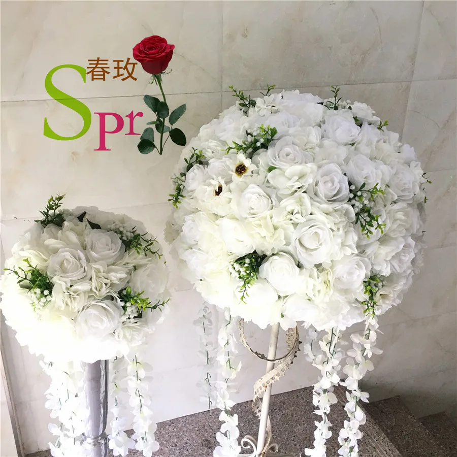 

SPR 30/35/40/50/55cm DIY White Artificial Flower Ball Table centerpieces wedding decor party flower row arrangement Christ