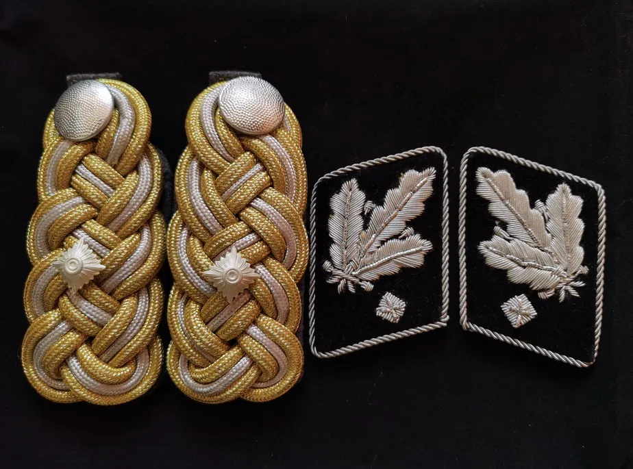 armyshop2008 WW2 German Elite SHOULDER BOARDS (Lt. General) Collar Tabs FULL SET
