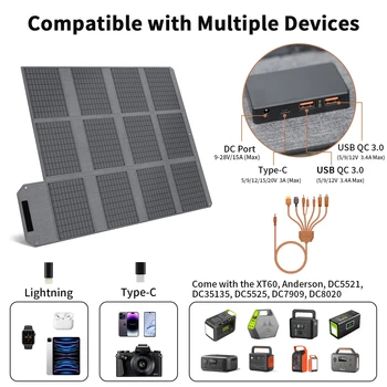 MHPOWOS 120W/80W/40W Foldable Solar Panel USB Portable Battery Charger for Cell Phone Outdoor Waterproof Power Bank for Camping 2
