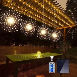 Solar Firework Light 360/480 Led Copper Wire Starburst Outdoor Fairy Light with 8 Modes Remote for Garden Patio Tree Eave Party
