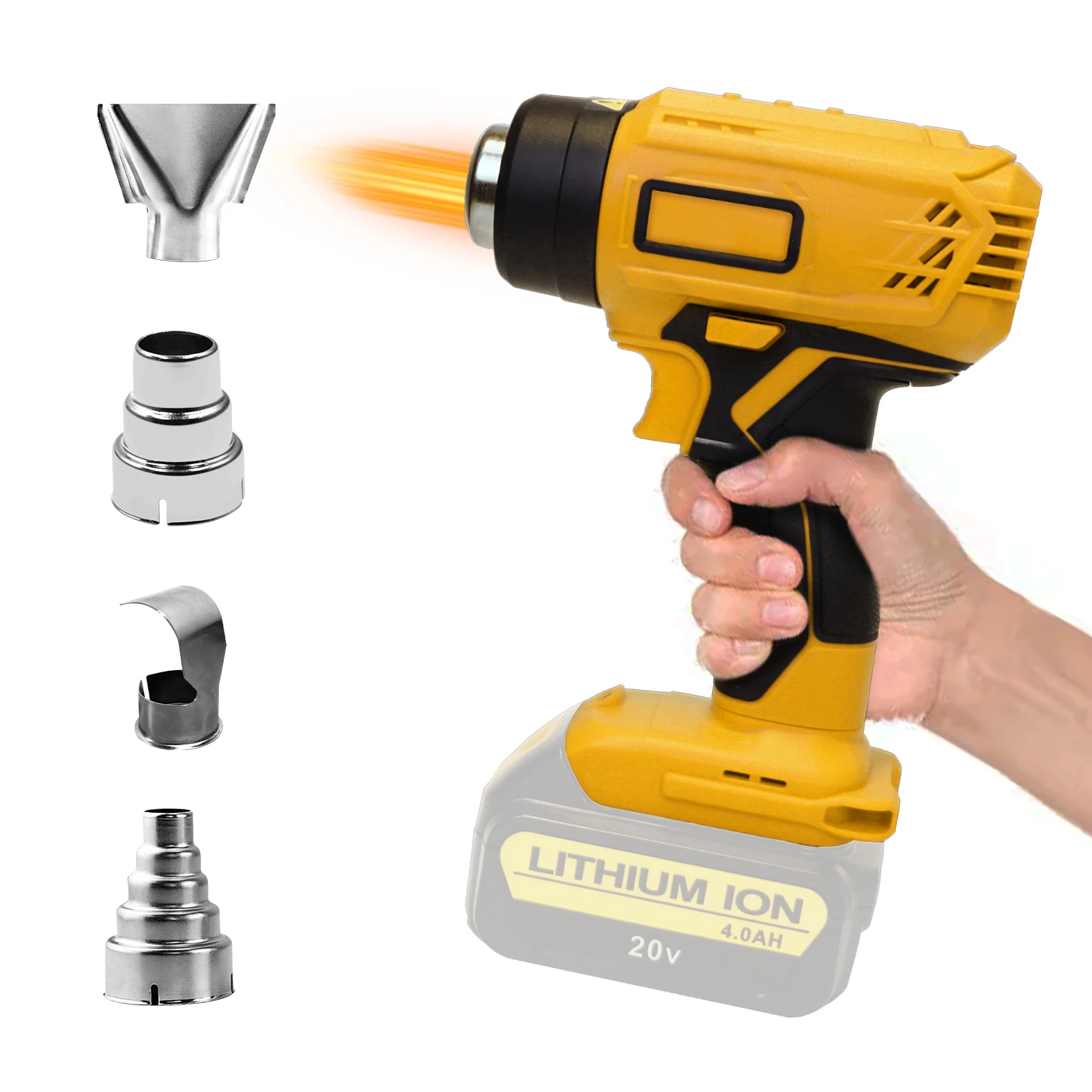 

Cordless Electric Heat Gun Fit for Dewalt 18V 20V Lithium Battery with 4 Nozzles Heat Shrink Wrapping Handheld Hot Air Gun