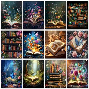 GATYZTORY-Cadre de 60x75cm avec livre de numéros, image de paysage par numéros, peinture acrylique sur toile, maison ouvertement, kits de bricolage 1