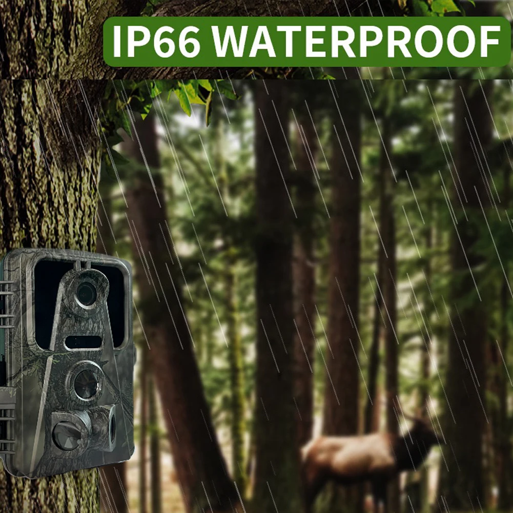 120&deg; Wide Angle Lens Trail Camera IPS Display Wildlife Camera Infrared Tracking Sensor Night Vision Waterproof 3 PIR Lens