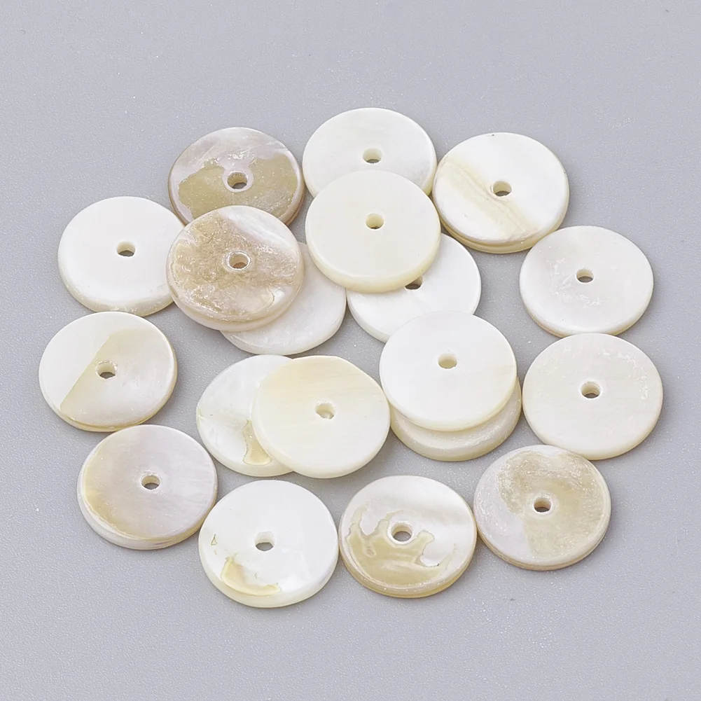 

100pcs 7.5-8mm Freshwater Shell Beads Disc Flat Round Heishi Beads Loose Spacer Beads for DIY Bracelet Necklace Craft Decoration