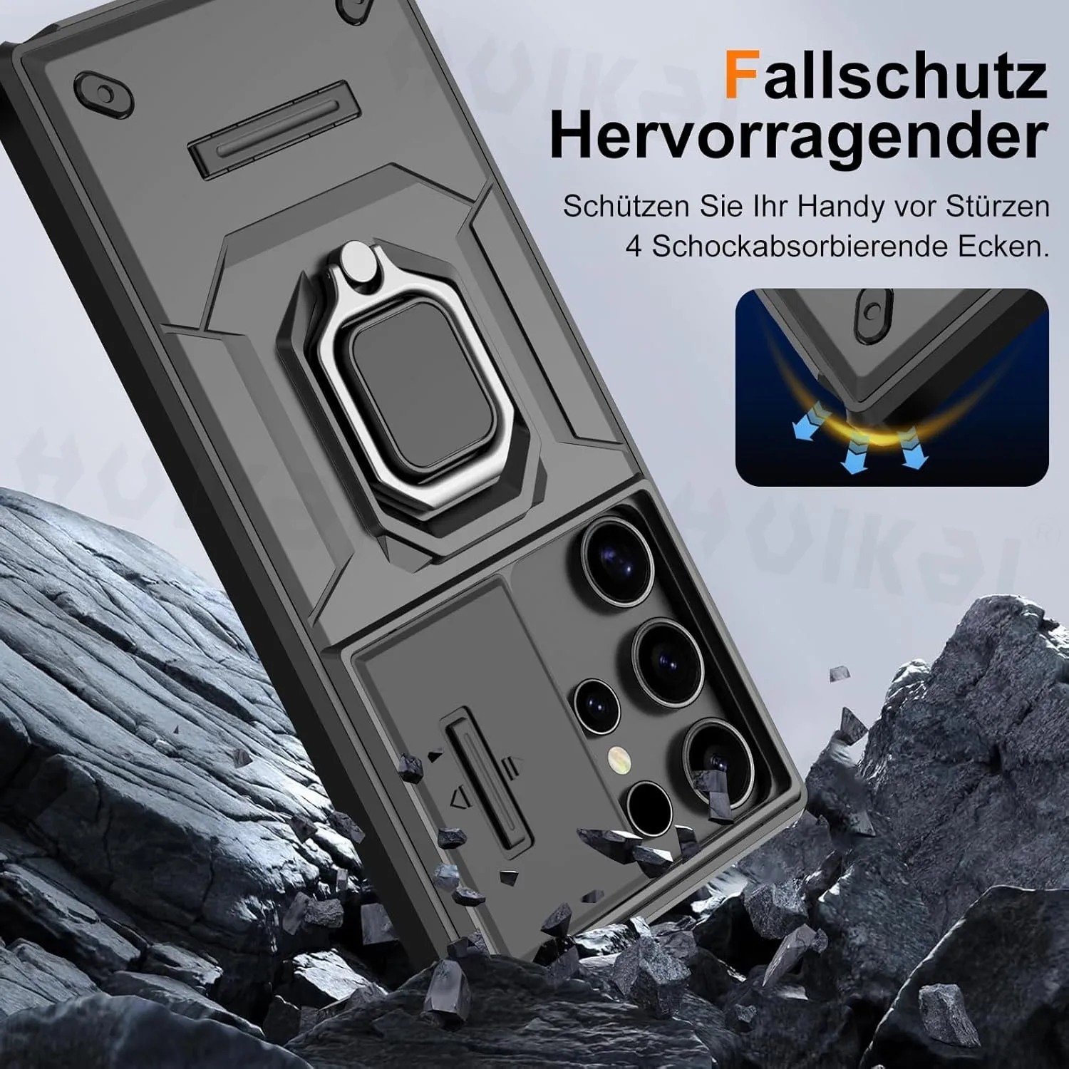 Slide Camera Case with Kickstand and Armor Antifall Protection
