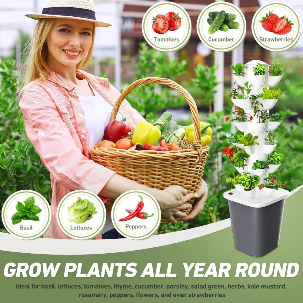 Hydroponic Vertical Garden Kit, 30 Plant Automatic Watering System 4