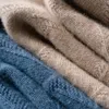 Cashmere Sweater Men's O-Neck Thickened Diamond Sweater Loose Large Casual Knit Backing Winter Wool Sweater 4