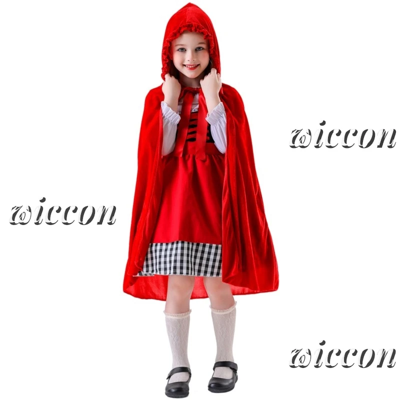 Cute Red Riding Hood Costume For Girls With Cape Makeup Ball Party Costume Perfect For Halloween Christmas Performances