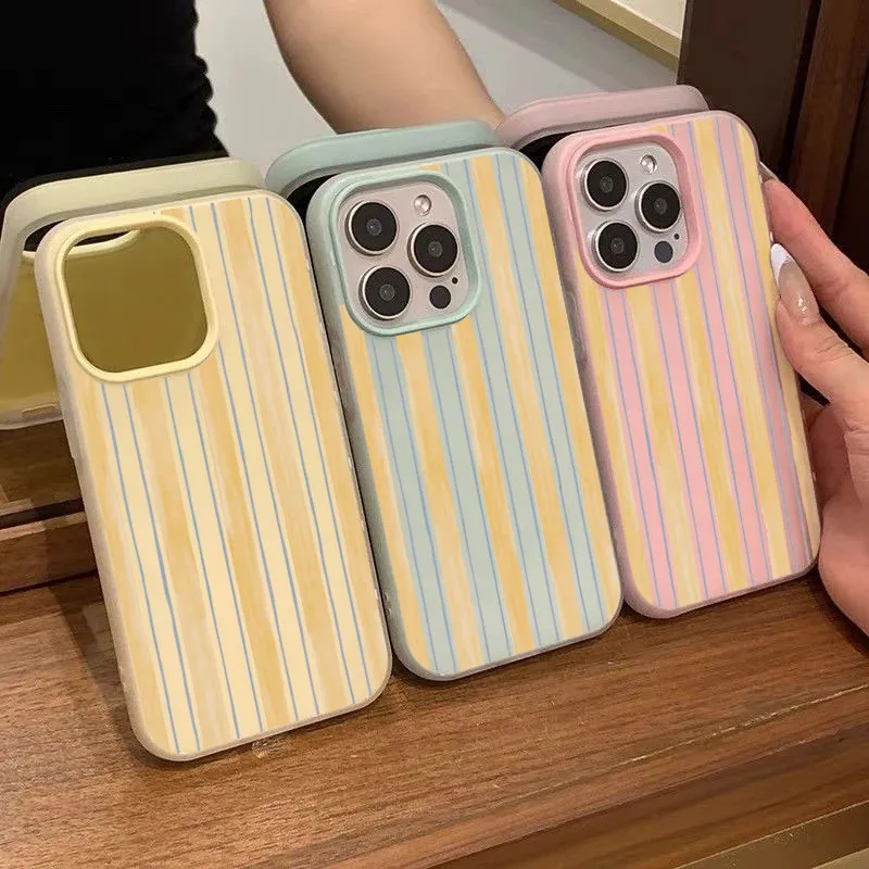 Stylish Yellow Striped Silicone Phone Case