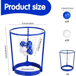 Basketball Hoop Headband Party Game - 2 Pack Adjustable Set with 20 Balls for Kids & Adults, Fun Birthday Gift (2pcs blue)