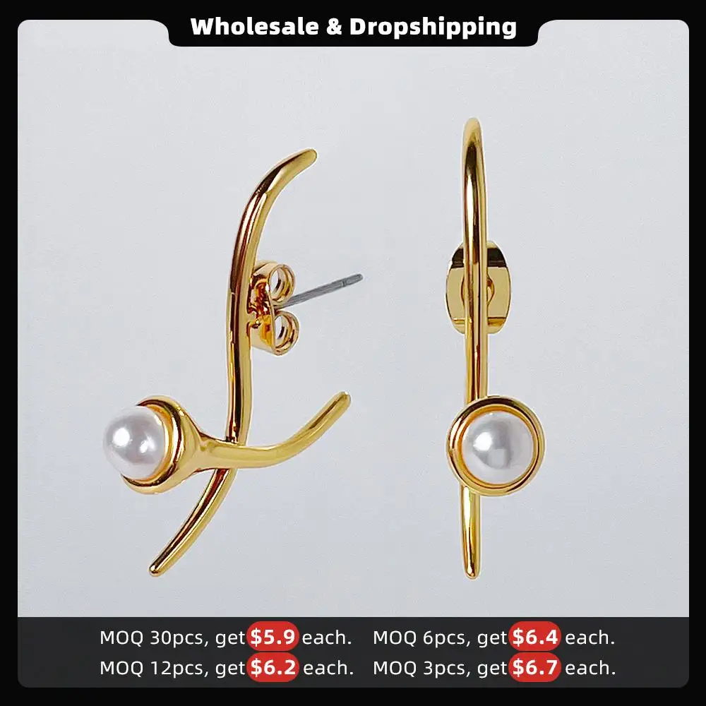 ENFASHION Aesthetic Branch Pearl Earrings For Women Gold Color Piercing Stud Earring Fashion Jewelry Party Brincos E221348