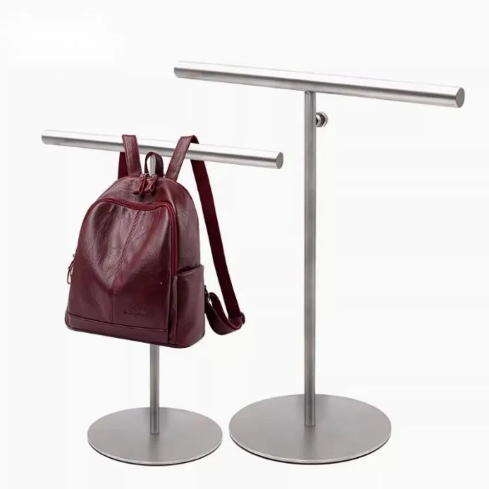 Stainless Steel Metal Backpack Stand Hanging Rack Window Display Props Silk Scarf Rack T Shap Hook 1pcs