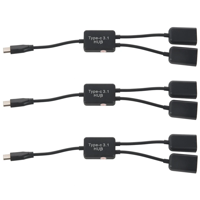

HFES 3X Type C OTG USB 3.1 Male To Dual 2.0 Female OTG Charge 2 Port HUB Cable Y Splitter
