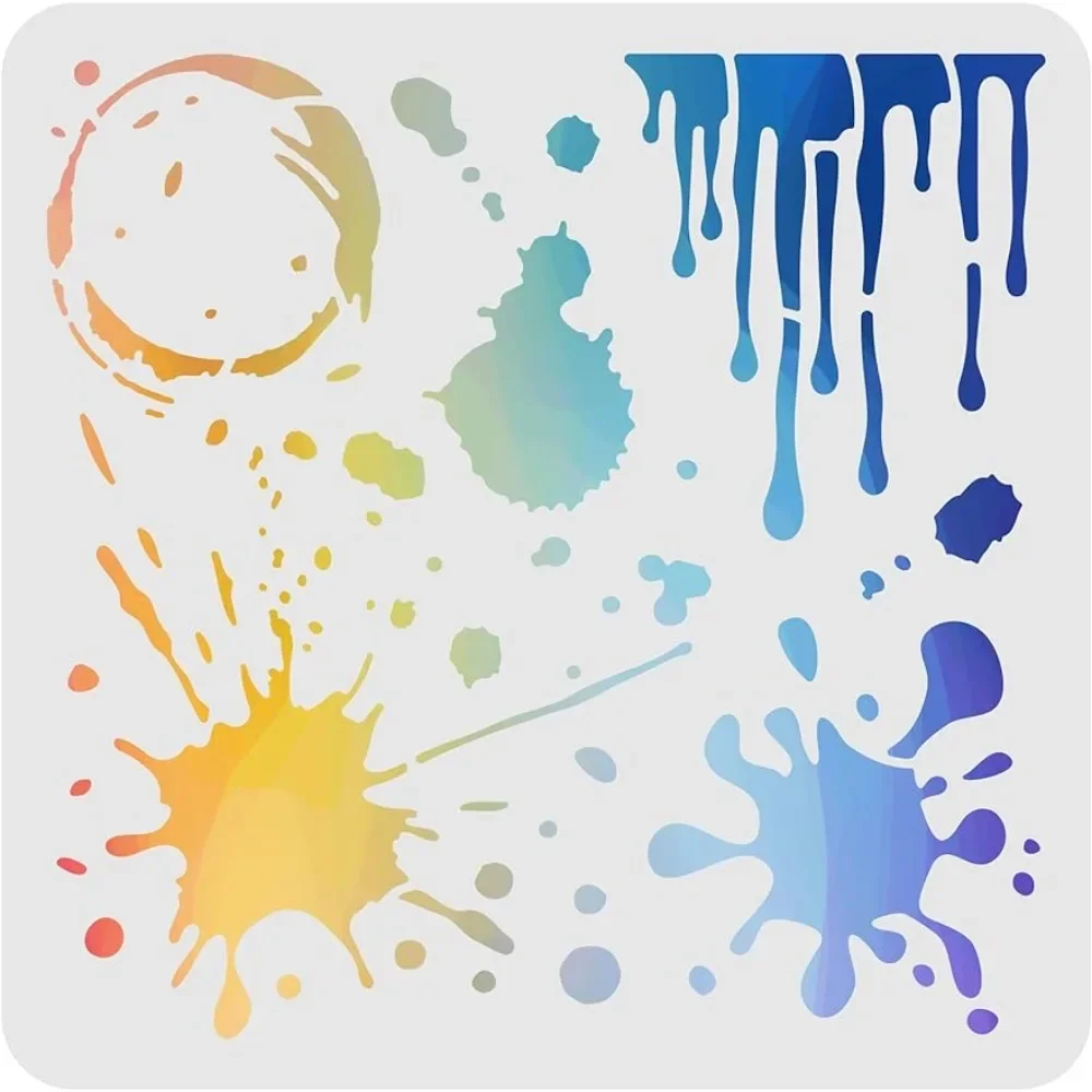 

Splatters Stencils Decoration Template 11.8x11.8 inch Plastic Stain Stencils Square Reusable Stencils for Painting on Wood