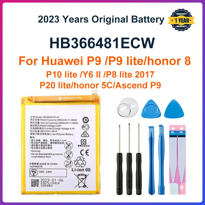 Duotipa Batteria Di Ricambio HB366481ECW 3000mAh Per Huawei P9, P9 Lite, P10 Lite, P20 Lite E Honor 8, Con Kit Attrezzi