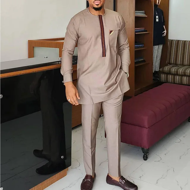 Kabiru Embroidered Long Sleeve Dashiki Outfit