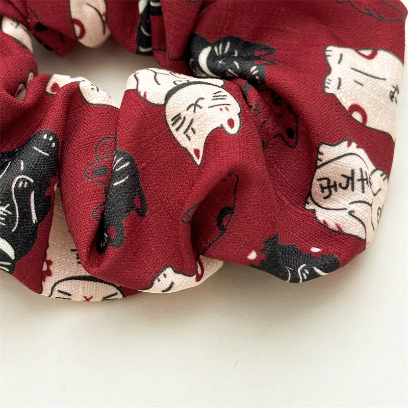 Neue Mode Nette Katze Scrunchies Für Frauen Chinesischen Stil Schöne Kätzchen Scrunches 4 teile/satz Hohe Qualität Elastische Haar Bands Mädchen – Detail 2