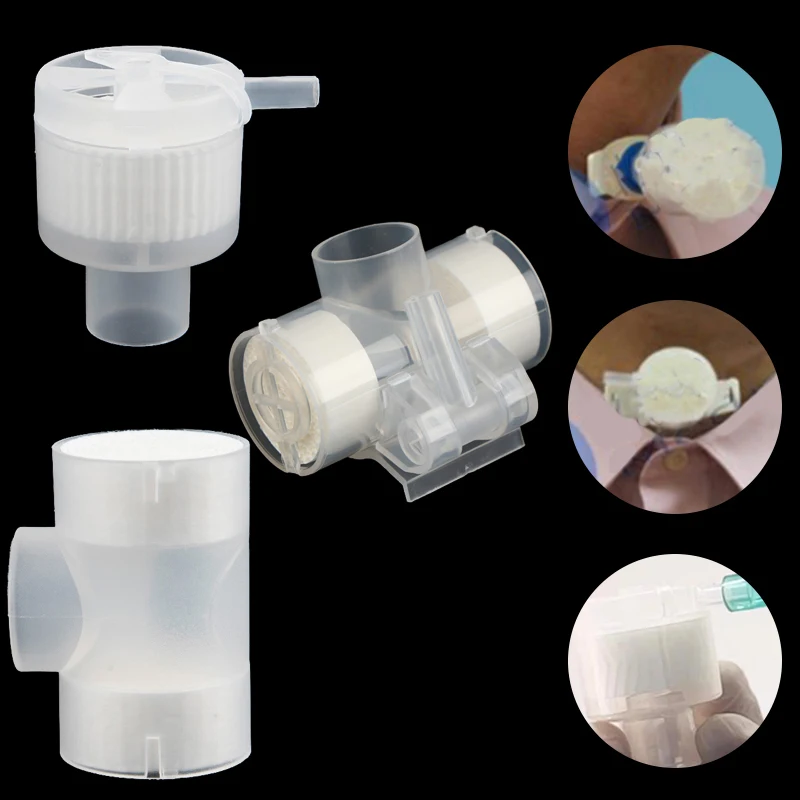 1/2/3/4 Pcs Medical Disposable Artificial Nose With Oxygen Input Port Humidification Tracheostomy Vent Heat Moisture Exchangers