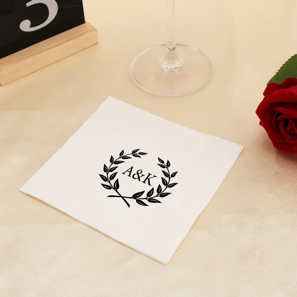 50 Wedding Cocktail Napkins，Monogram Paper Napkins,Wedding Anniversary,Engagement,PartyNapkins,Luncheon Dinner Guest