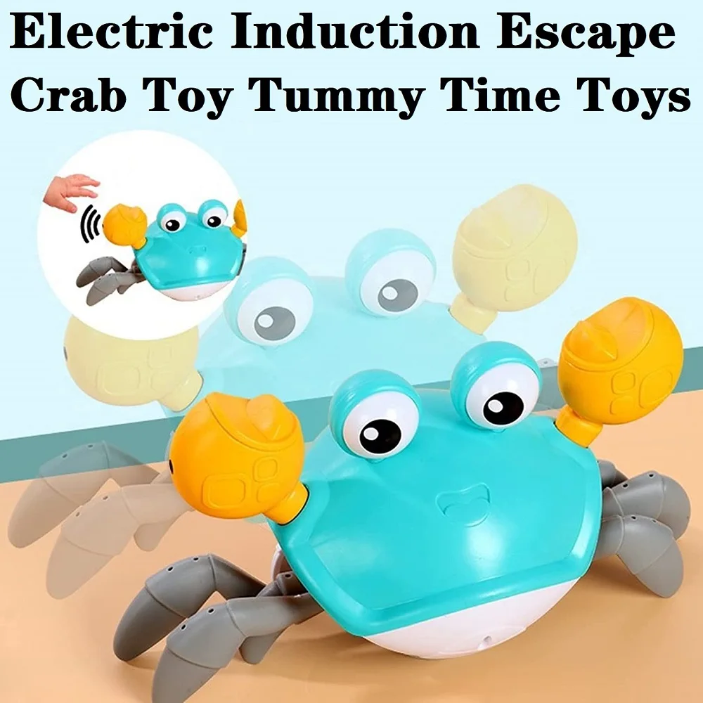 Electric Crab Dancing Crab Toy Baby Tummy Time Moving Toys Run Away Rechargeable Musical Automatically Avoid Obstacles