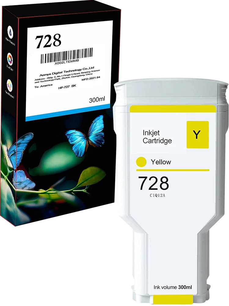 Aomya-terno de Cartucho de Tinta para Impressora Jato de Tinta hp Designjet T730 e T830 Tinta Completa e Chip 300ml Mbk c m y 728xl - Imagem 2
