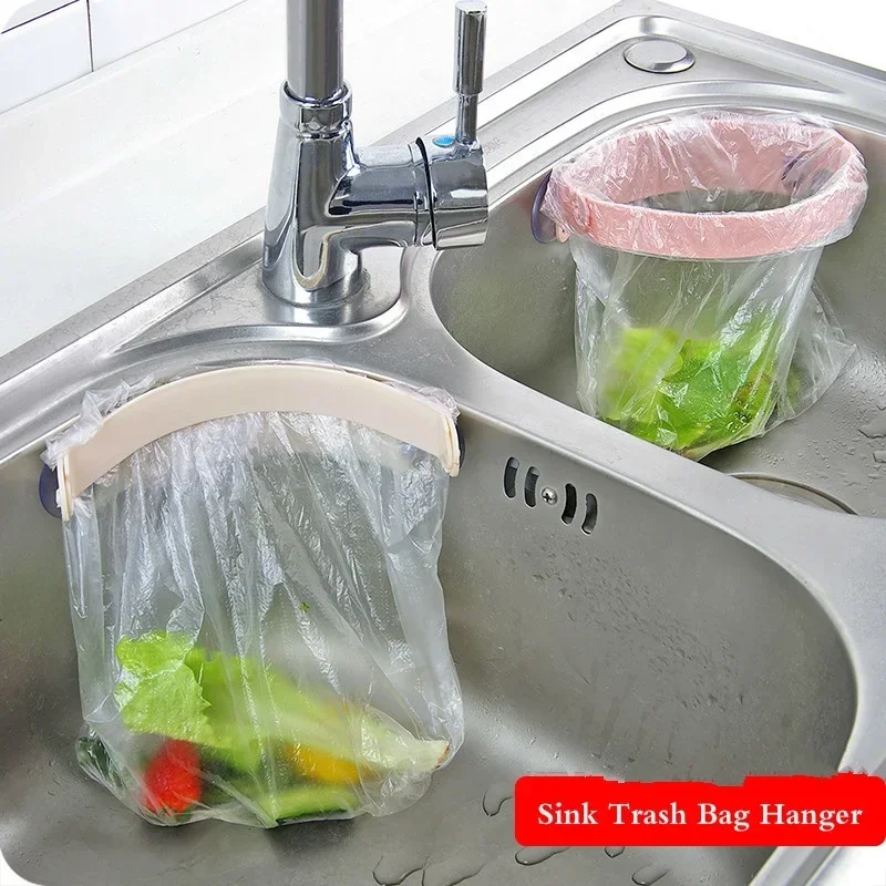 Practical Garbage Bag Holder Portable Kitchen Sink Organizer Adsorbable Storage Dish Rack Drainer Household Kitchen Accessories