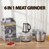 6-in-1 Multifunctional Meat Grinder 3.5L Glass Bowl 6-Blade Gold Edition Stainless Steel Electric Chopper 1