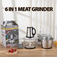 6-in-1 Multifunctional Meat Grinder 3.5L Glass Bowl 6-Blade Gold Edition Stainless Steel Electric Chopper 1