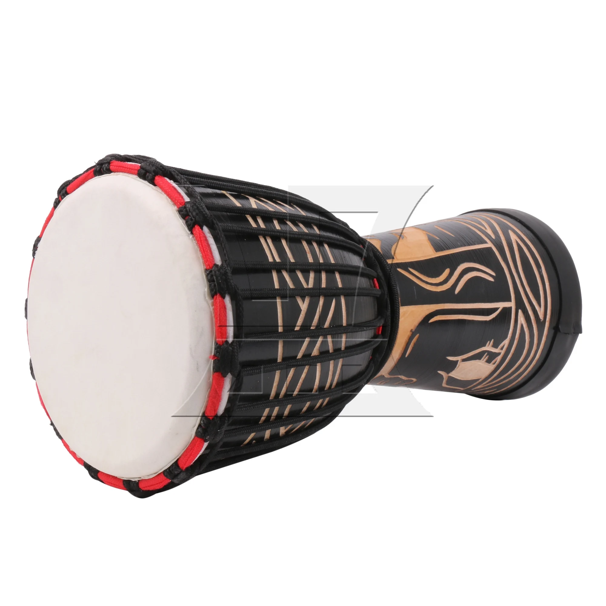 Yibuy Black Elephant Pattern Djembe Drum Percussion Instrument for Beginner 8"