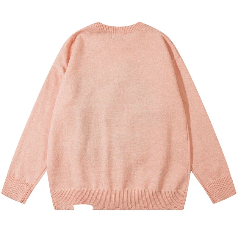 Aelfric Eden Elephant Ripped Sweater 2023 Y2K Harajuku Knitted Funny Kawaii Cartoon Fluffy Fuzzy Jumper Hip Hop Fashion Pullover