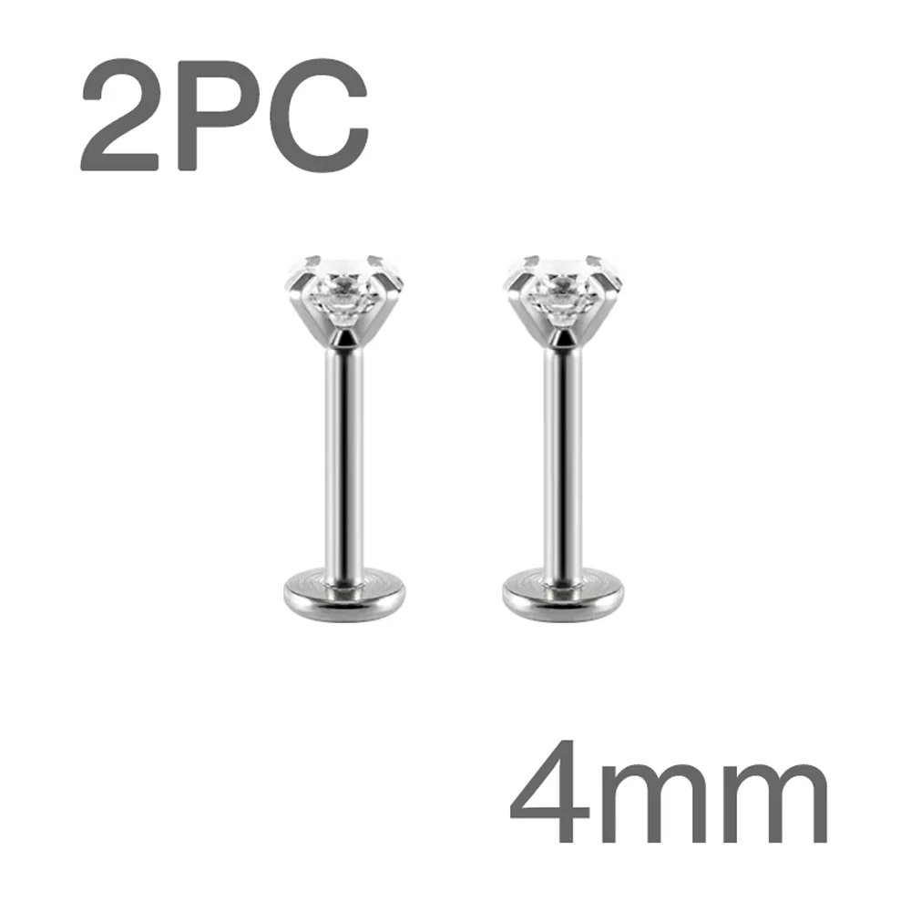 QXXPVV 16G Flat Back Earrings Stud Stainless Steel Extended Internally Thread Tragus Labret Nose Cartilage Lip Medusa Conch Body Piercing Jewelry Hypoallergenic For Women Men(4pairs 16G Black 6mm
