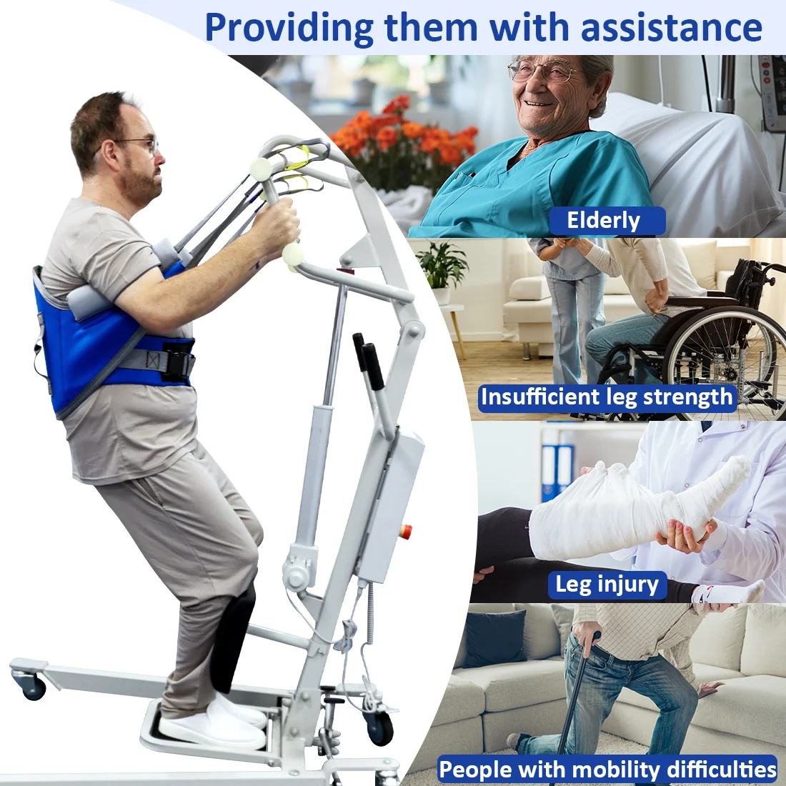 Patient Lift Sling EZ Assistive Comfort Patient Lift Sling Stand Assist Harness Sit to Stand Support Raiser Hoist Belt Handles Disabled