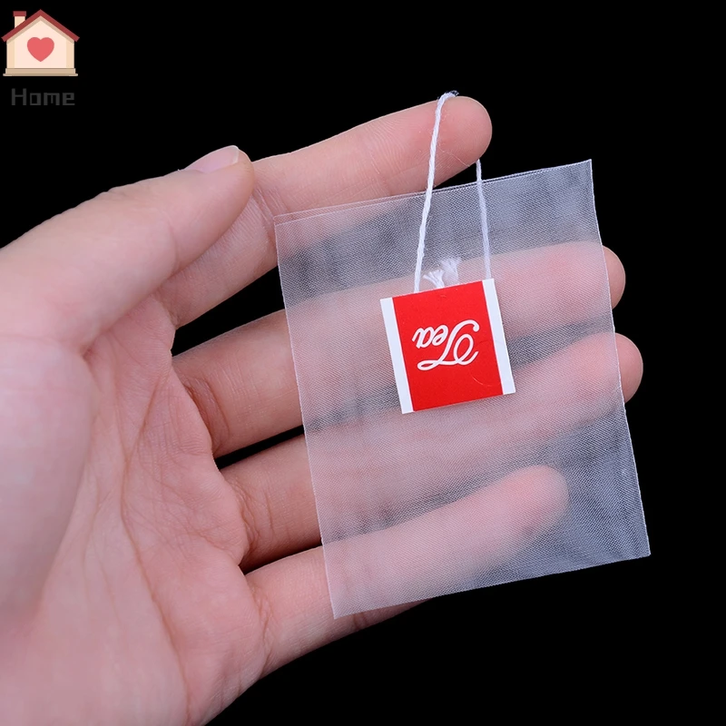 Transparent Nylon Teabags Empty Tea Bags Disposable Nylon Tea Bags with String Heal Seal Filter Bag 100Pcs