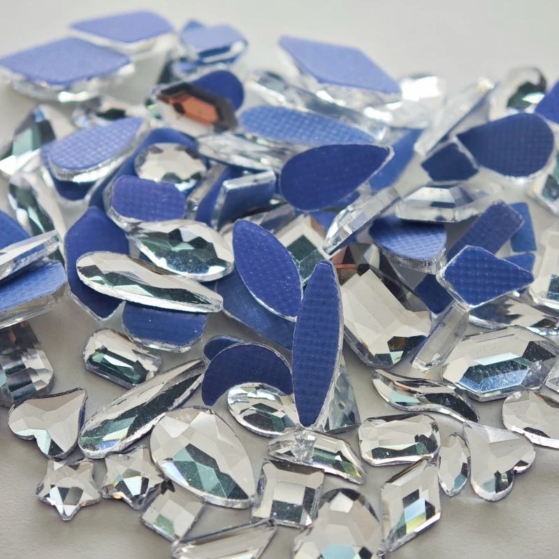 Awjj White Series 100/500Pcs Mix Shape Glass Hotfix Crystal Strass Flatback Stones Artigianato Fai Da Te Dress Vestiti Decorazioni