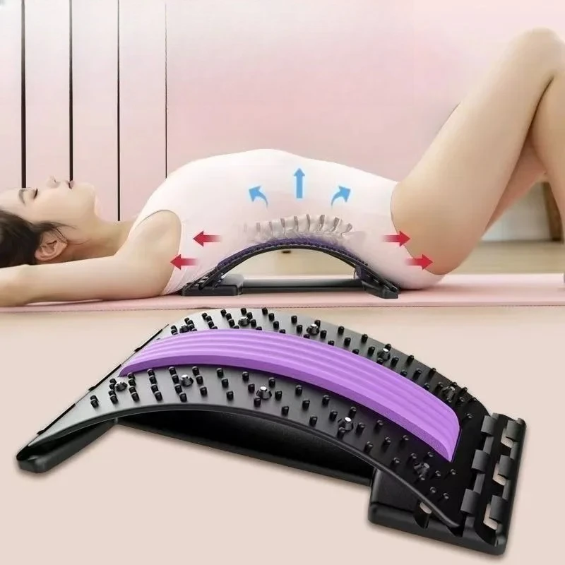 Home Back and Lumbar Stretching Device Yoga Fitness Waist Stretching Massager Back Exercise Traction Back Opening Device