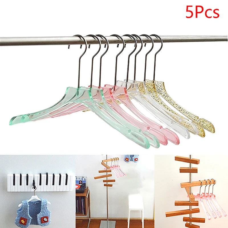 5Pcs 1:12 Dollhouse Miniature Color Hangers Clothes Hanging Rack Home Model Decor Toy Doll House Accessories