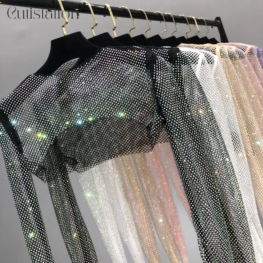 

Cutistation Black Sequined Long Sleeve Crop Top Fall Outfits Women Sexy Sparkly Glitter Shrug Bolero Tops Party Night Clubwear