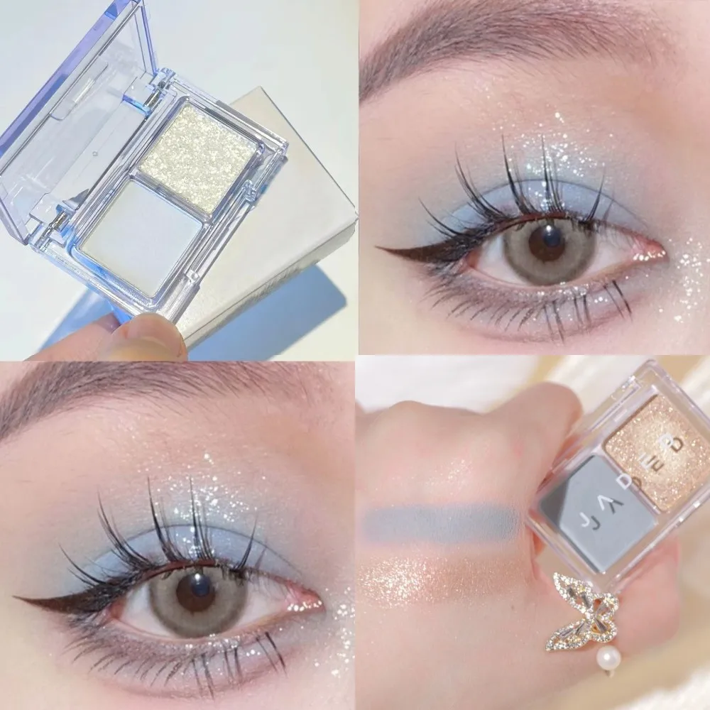 Smokey Blue Eyeshadow Palette Matte Pearl Gray Pink Rose Low Saturation Eye Shadow