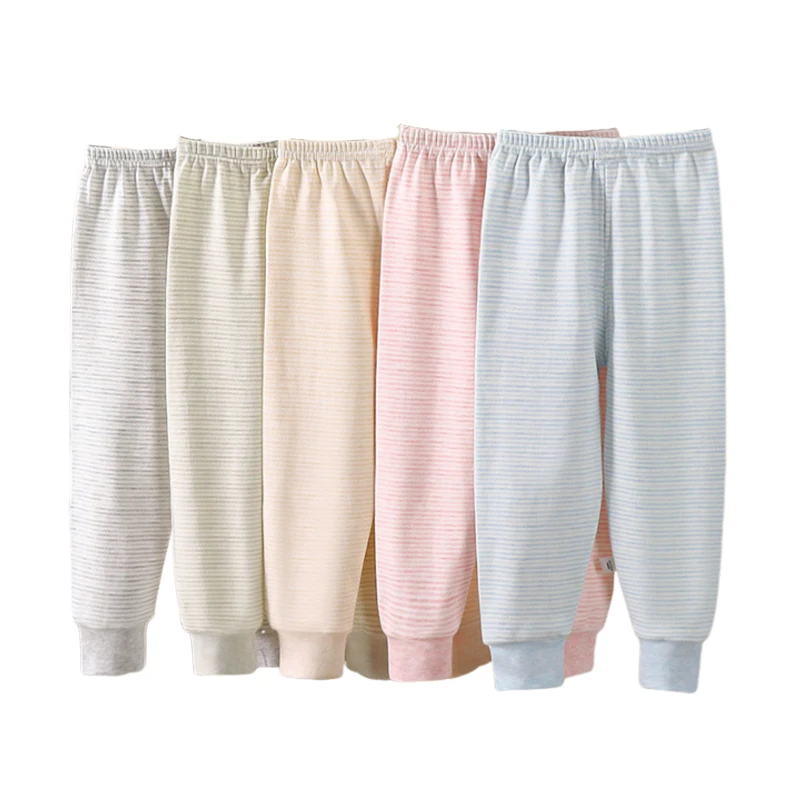 

Infant Baby Kids Warm Pants Spring And Autumn Children's Cotton Pajamas Boys Girls Elastic Mid Waist Pattern Plaid Dot Trousers