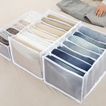 7 Griglie Scatola portaoggetti per jeans Armadio Guardaroba Scomparto per vestiti Cassetto Jeans Calzini Separazione Organizzatore Portaoggetti per pantaloni 1