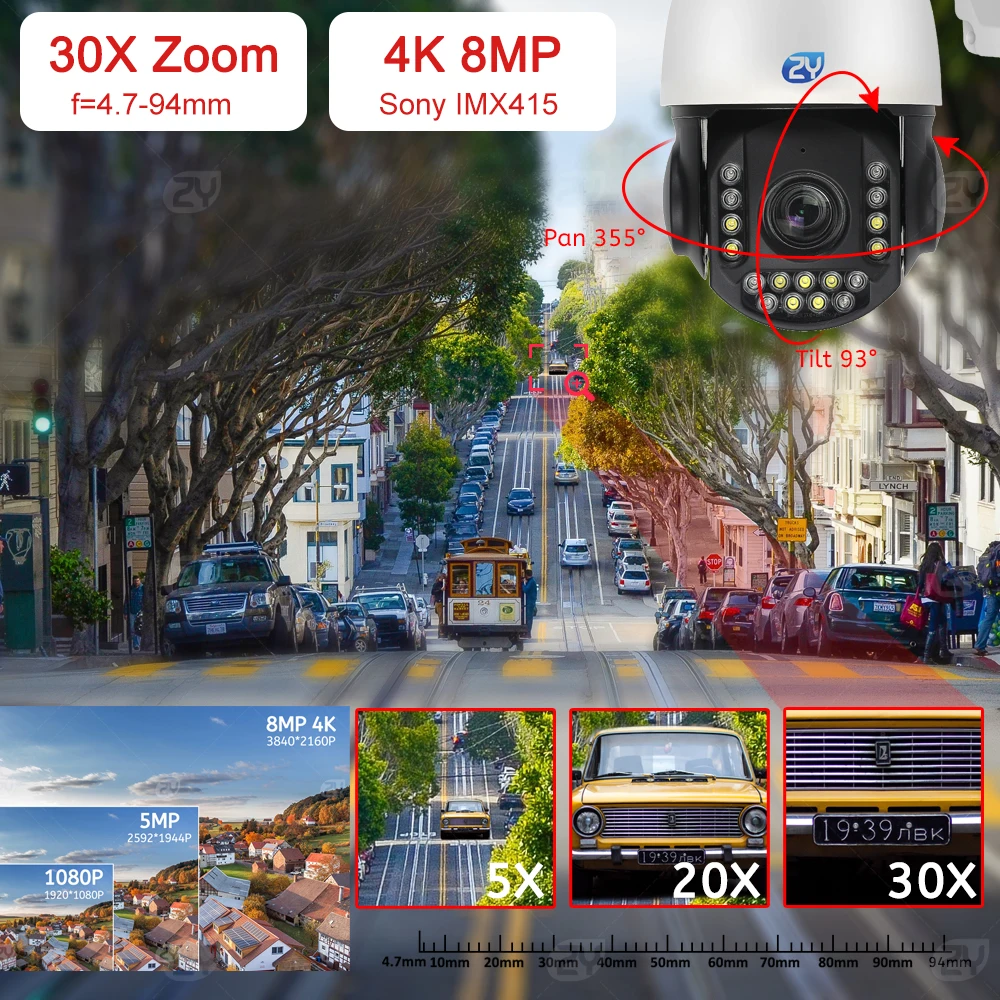 Telecamera WI-FI Esterno 2K, 360° Aggiornata Telecamera di Sicurezza, con Visione Notturna A Colori, Telecamera IP 2.4GHz con Faro, Rilevamento Umano, Audio Bidirezionale, Compatibile con Alexa