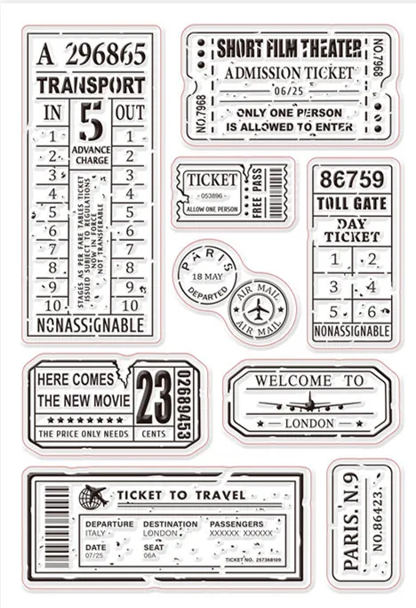 New ticket Clear Stamp for Scrapbooking Transparent Silicone Rubber DIY Photo Album Decor 631 clear stamps clear rubber stamps