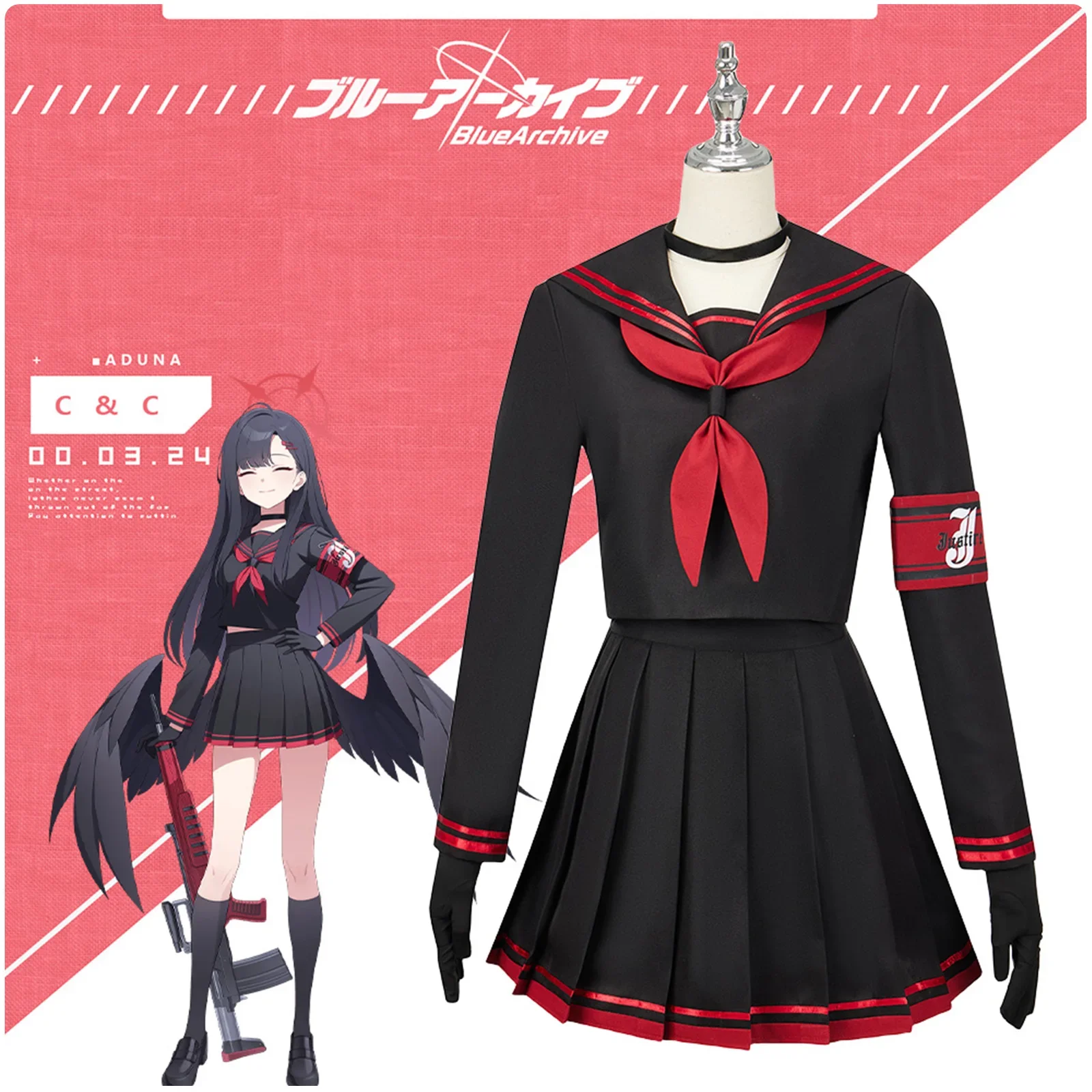 

Game Blue Archive Justice Realization Cosplay Costume Wigs Sailor Dress Halloween Costumes for Women School JK Uniform