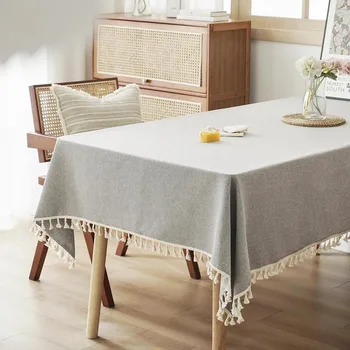 Tovaglie grigie con nappe di cotone, tovaglia rettangolare per fattoria, tovaglia rettangolare per cucina, sala da pranzo, parte 1